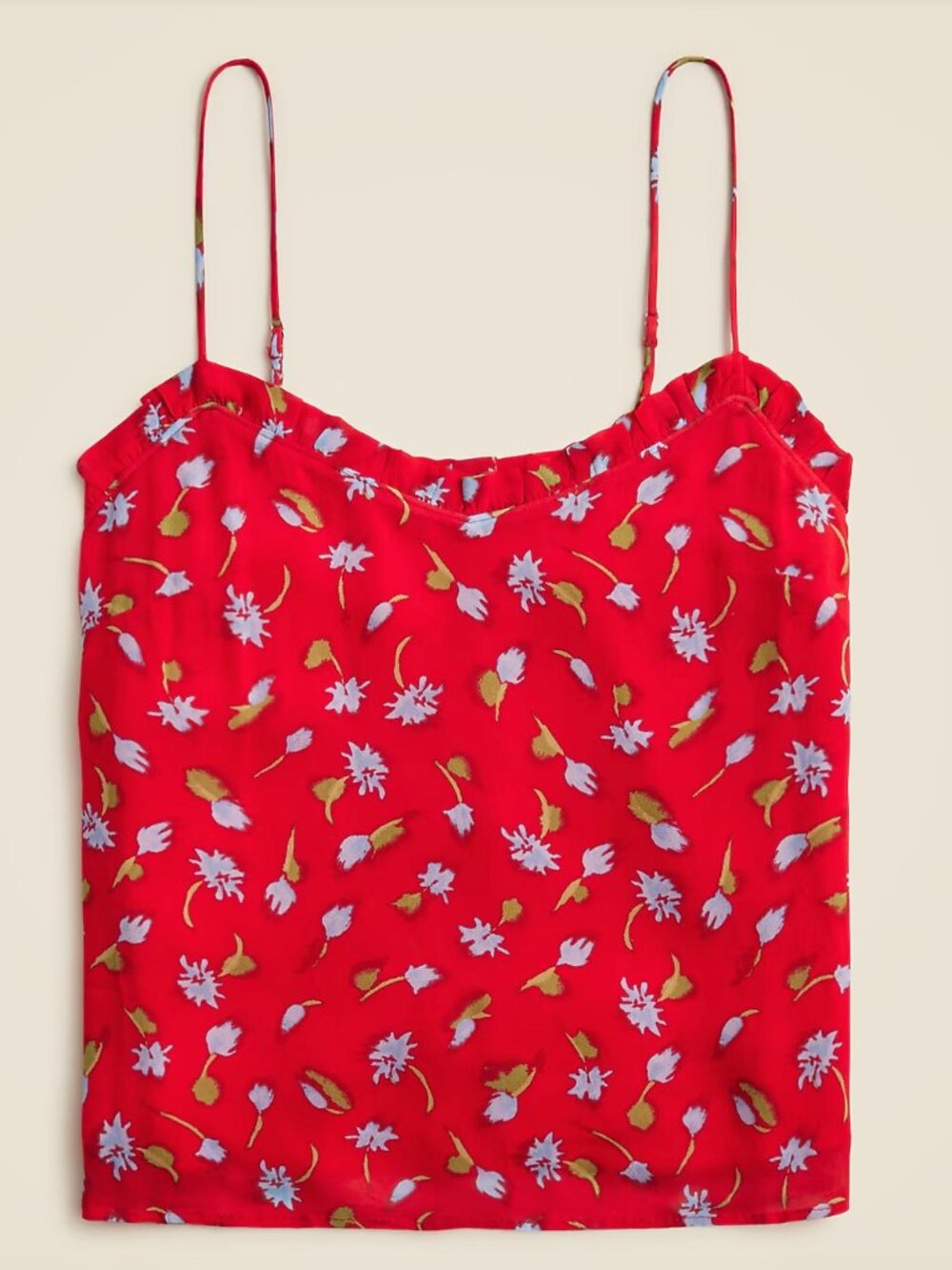 NWT J. Crew Ruffle-trim Camisole in Brushed Daisy-Print Chiffon - Size L